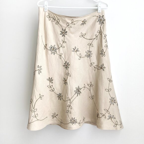 Lafayette 148 New York Dresses & Skirts - Lafayette 148 Linen & Silk Beaded Skirt